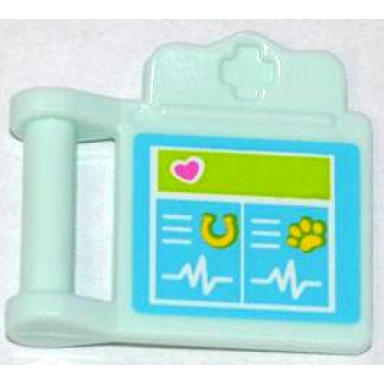 light aqua friends accessories medical clipboard with bar handle with pink heart yellow horseshoe paw print and white heart monitor lines pattern sticker - set 3188