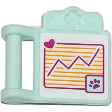 light aqua friends accessories medical clipboard with bar handle with chart with pink heart and paw print pattern sticker - set 41085