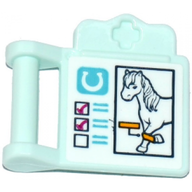 light aqua friends accessories medical clipboard with bar handle with horseshoe ticked boxes and horse pattern sticker - set 41125