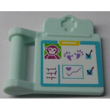 light aqua friends accessories medical clipboard with bar handle with monkey medium lavender paw prints check marks and chart with heart pattern sticker - set 41038
