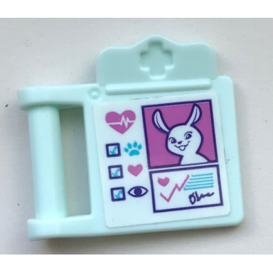 light aqua friends accessories medical clipboard with bar handle with rabbit hearts eye and paw print pattern sticker - set 41345