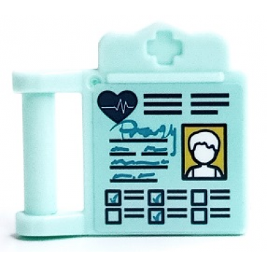 light aqua friends accessories medical clipboard with bar handle with dark blue heart ticked boxes and id picture pattern sticker - set 41394