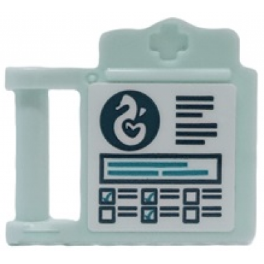light aqua friends accessories medical clipboard with bar handle with heartlake rescue seahorse logo dark blue and dark turquoise lines and check boxes on white background pattern sticker - set 41381