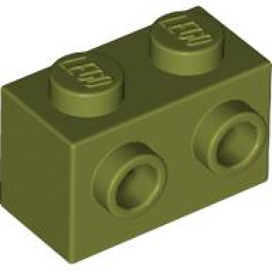 olive green brick modified 1 x 2 with studs on 1 side