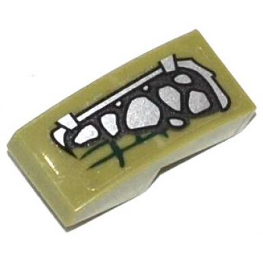 slope curved 2 x 1 x 2 3 with crocodile scales pattern model left side sticker - set 70126