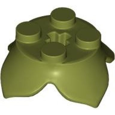 olive green plant leaves 2 x 2 with 4 petals and axle hole