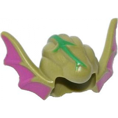 olive green minifigure headgear head top mutated doctor oneil with magenta ears and green protruding vein pattern