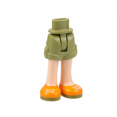olive green mini doll hips and shorts with molded light nougat legs and printed orange shoes with white laces and olive green soles pattern - thin hinge