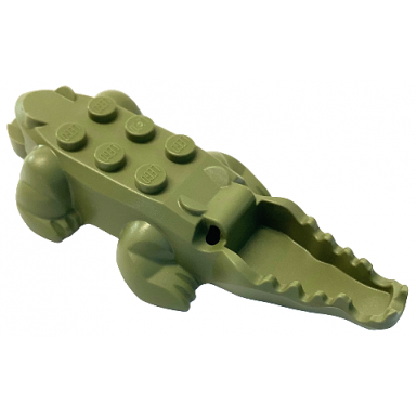 olive green alligator crocodile body with 10 bottom teeth