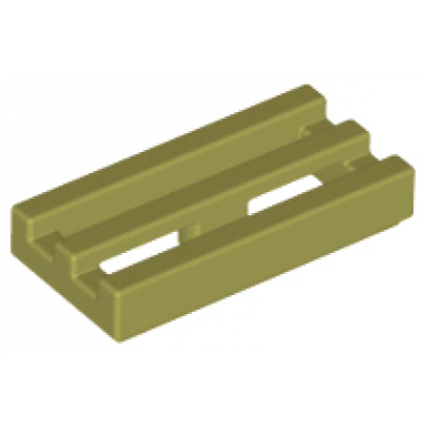 olive green tile modified 1 x 2 grille with bottom groove