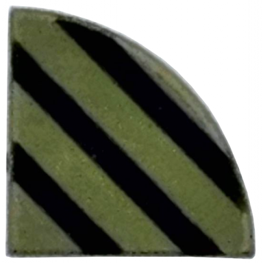 olive green tile round 1 x 1 quarter with 3 black diagonal lines pattern