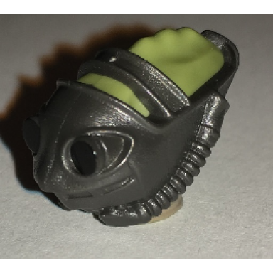 olive green minifigure head modified reptile with pearl dark gray breathing mask pattern sw teedo