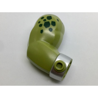 olive green arm giant right with stud on wrist dark green spots and silver manacle pattern