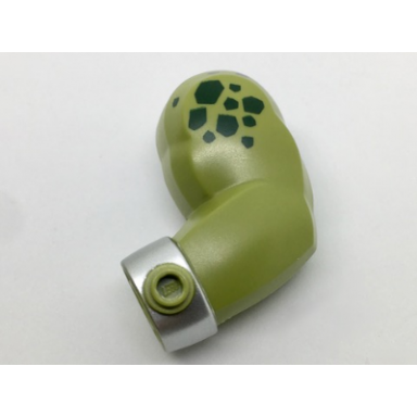 olive green arm giant left with stud on wrist dark green spots and silver manacle pattern