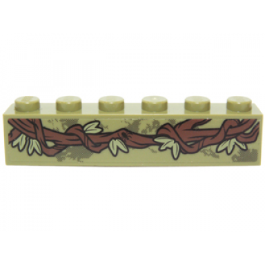 olive green brick 1 x 6 with vines and leaves pattern left side sticker - set 70014