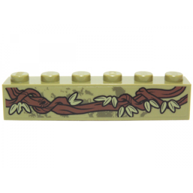 olive green brick 1 x 6 with vines and leaves pattern right side sticker - set 70014