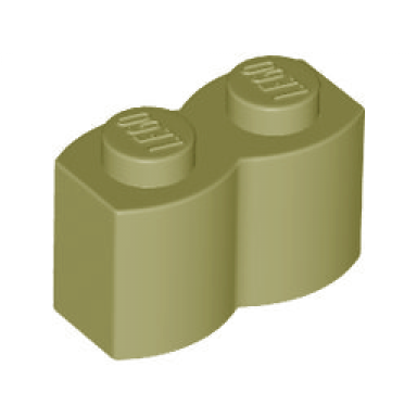 olive green brick modified 1 x 2 with log profile