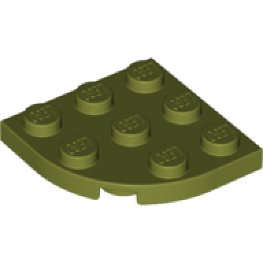 olive green plate round corner 3 x 3