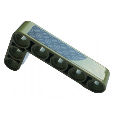 olive green technic liftarm modified bent thick l-shape 3 x 5 with tread plate pattern model right side sticker - set 42110