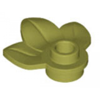 olive green plant plate round 1 x 1 with 3 leaves