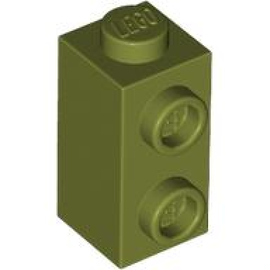 olive green brick modified 1 x 1 x 1 2 3 with studs on side