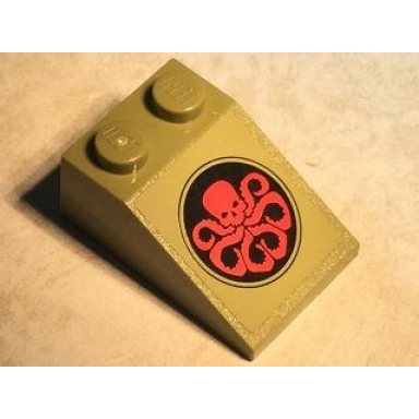 olive green slope 33 3 x 2 with red hydra logo in black circle on olive green background pattern sticker - set 76017