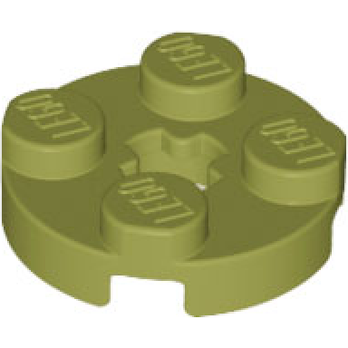 olive green plate round 2 x 2 with axle hole