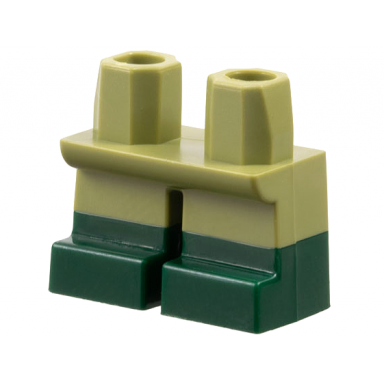 olive green legs short with molded dark green lower legs boots pattern