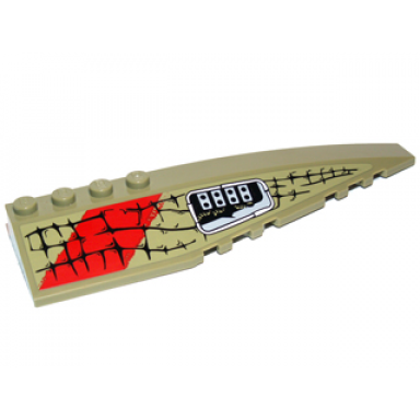 olive green wedge 12 x 3 right with scales gray buttons and red markings pattern sticker - set 70006