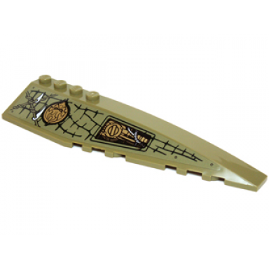 olive green wedge 12 x 3 right with mechanical panel large teeth vines and gold chima pattern sticker - set 70227
