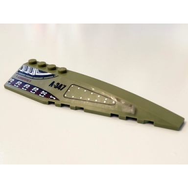 olive green wedge 12 x 3 right with gears warning and a-347 pattern sticker - set 70164