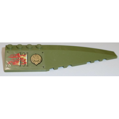 olive green wedge 12 x 3 right with flames gold chima logo plates pattern sticker - set 70135