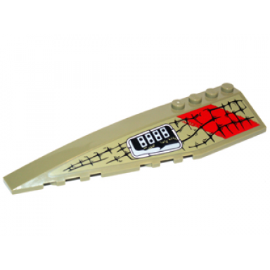 olive green wedge 12 x 3 left with scales gray buttons and red markings pattern sticker - set 70006