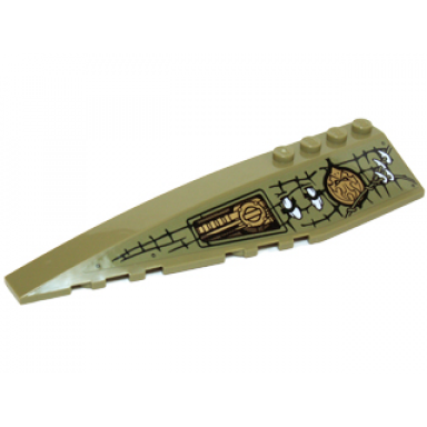 olive green wedge 12 x 3 left with mechanical panel small teeth vines and gold chima pattern sticker - set 70227