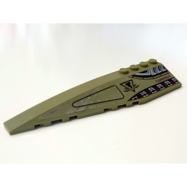 olive green wedge 12 x 3 left with gears warning and tornado in triangle pattern sticker - set 70164