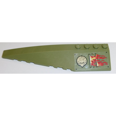 olive green wedge 12 x 3 left with flames gold chima logo plates pattern sticker - set 70135