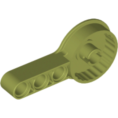 olive green technic rotation joint disk with large pin and 3l liftarm thick