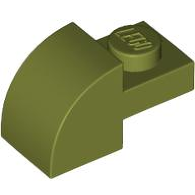 olive green slope curved 2 x 1 with recessed stud