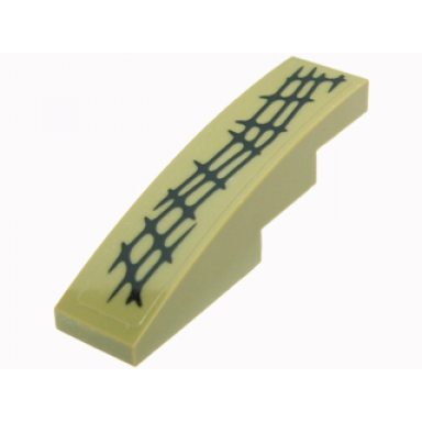 olive green slope curved 4 x 1 with black scales pattern model upper right sticker - set 70014