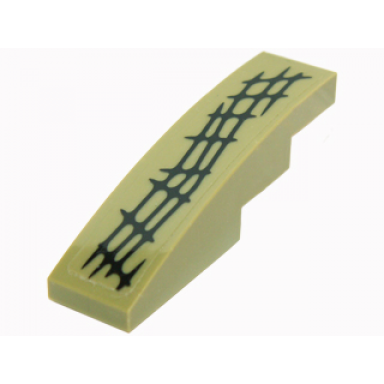 olive green slope curved 4 x 1 with black scales pattern model lower left sticker - set 70014
