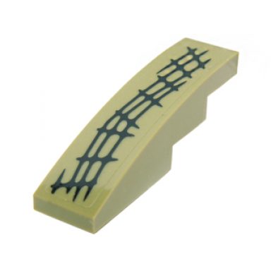 olive green slope curved 4 x 1 with black scales pattern model lower right sticker - set 70014
