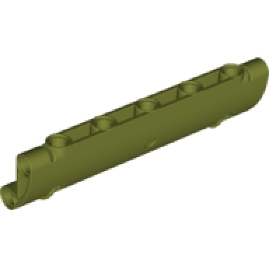 olive green technic panel curved 11 x 3 with 2 pin holes through panel surface