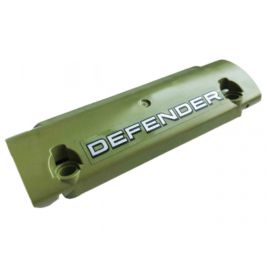 olive green technic panel curved 11 x 3 with 2 pin holes through panel surface with silver defender pattern sticker - set 42110