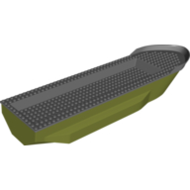 olive green boat hull unitary 51 x 12 x 6 with side bulges with dark bluish gray top 62791 54101