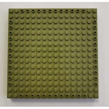 olive green technic brick 16 x 16 x 1 1 3 with holes
