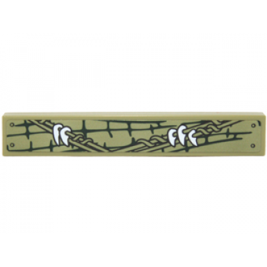 olive green tile 1 x 6 with vines and white teeth pattern sticker - set 70227