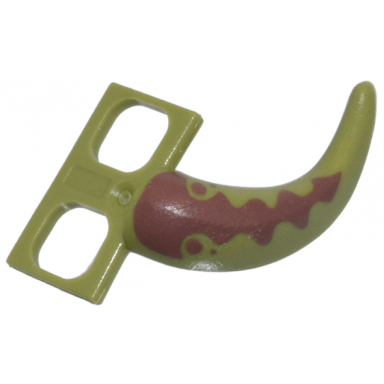 olive green minifigure costume tail dinosaur with reddish brown stripes and dots pattern