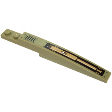 olive green slope curved 10 x 1 with grille piston and white triangle pattern sticker - set 70227