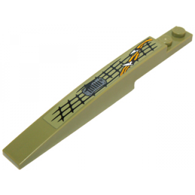 olive green slope curved 10 x 1 with exhaust vents vines and scales pattern model right sticker - set 70010
