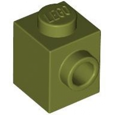 olive green brick modified 1 x 1 with stud on side